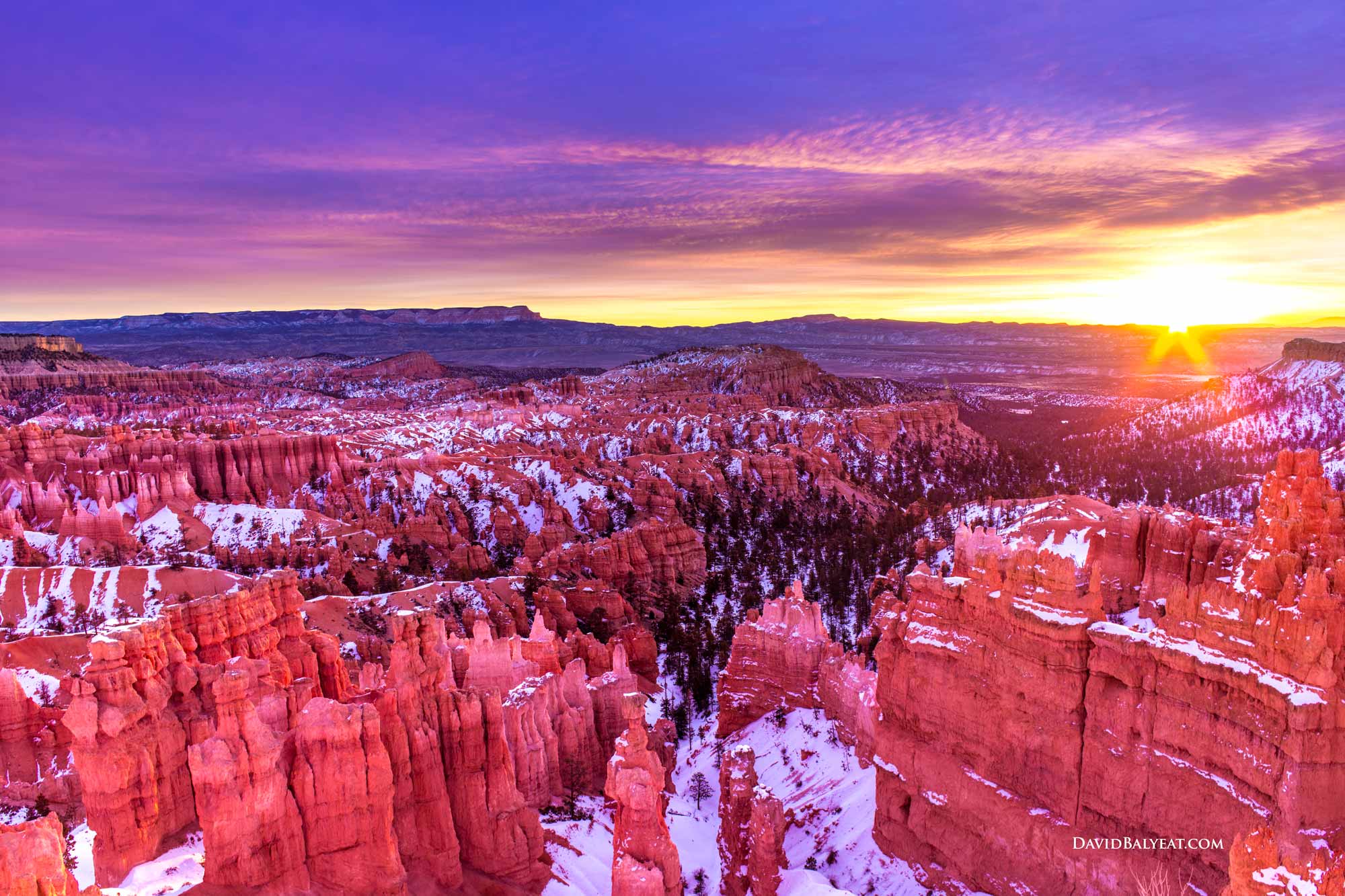 Bryce Canyon sunrise snow glow HD photography