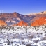 Colorado Springs, Pikes Peak Garden of the Gods snow sunrise