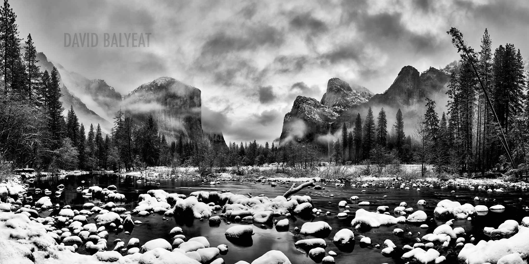 Yosemite National Park Valley View black and white snow winter wonderland high-definition professional landscape photography