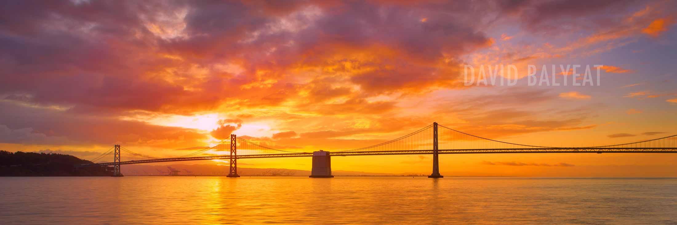 Bay Bridge San Francisco Oakland sunrise panoramic cityscape