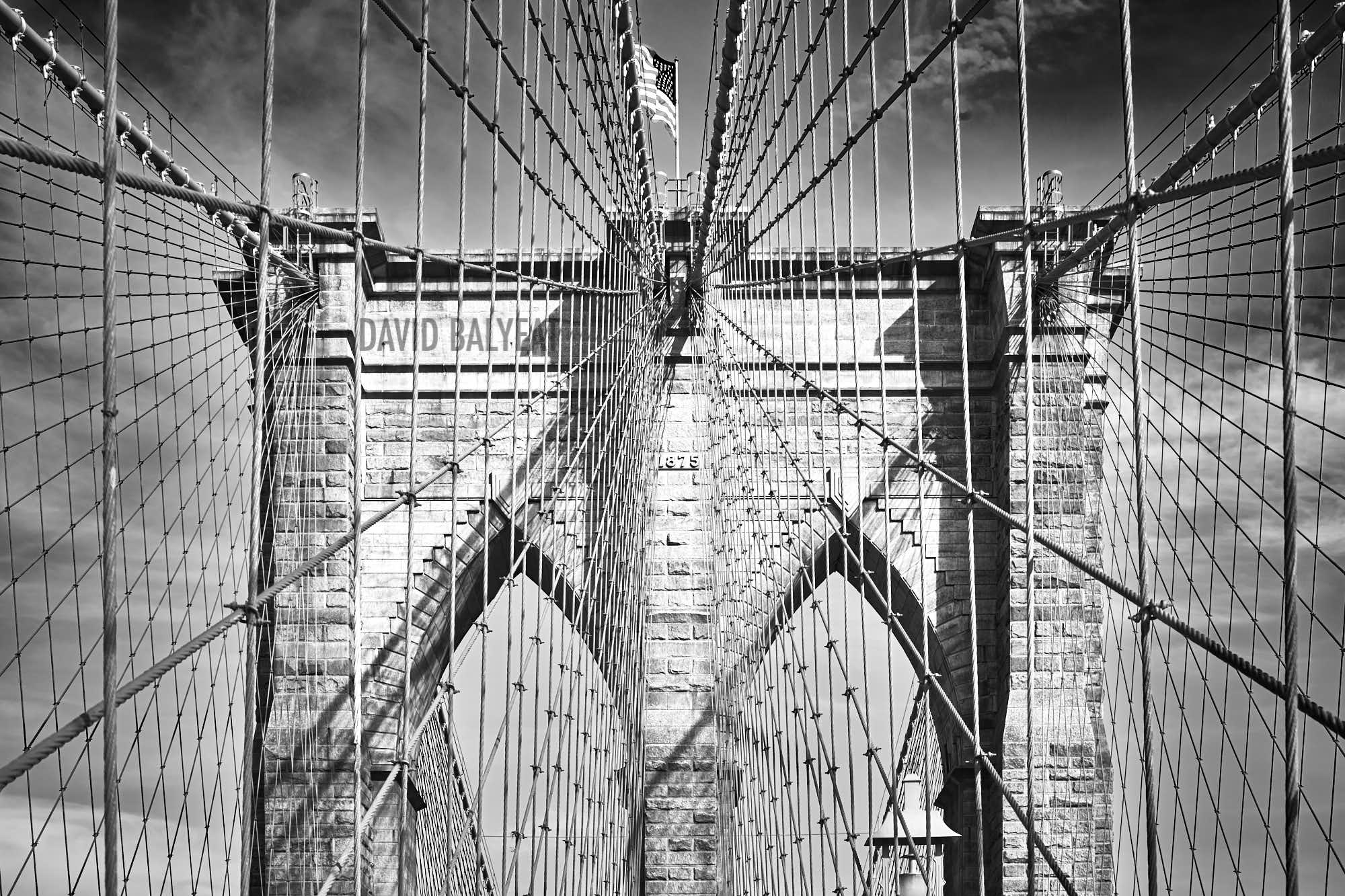 Brooklyn Bridge New York City black and white high-definition HD professional landscape photography