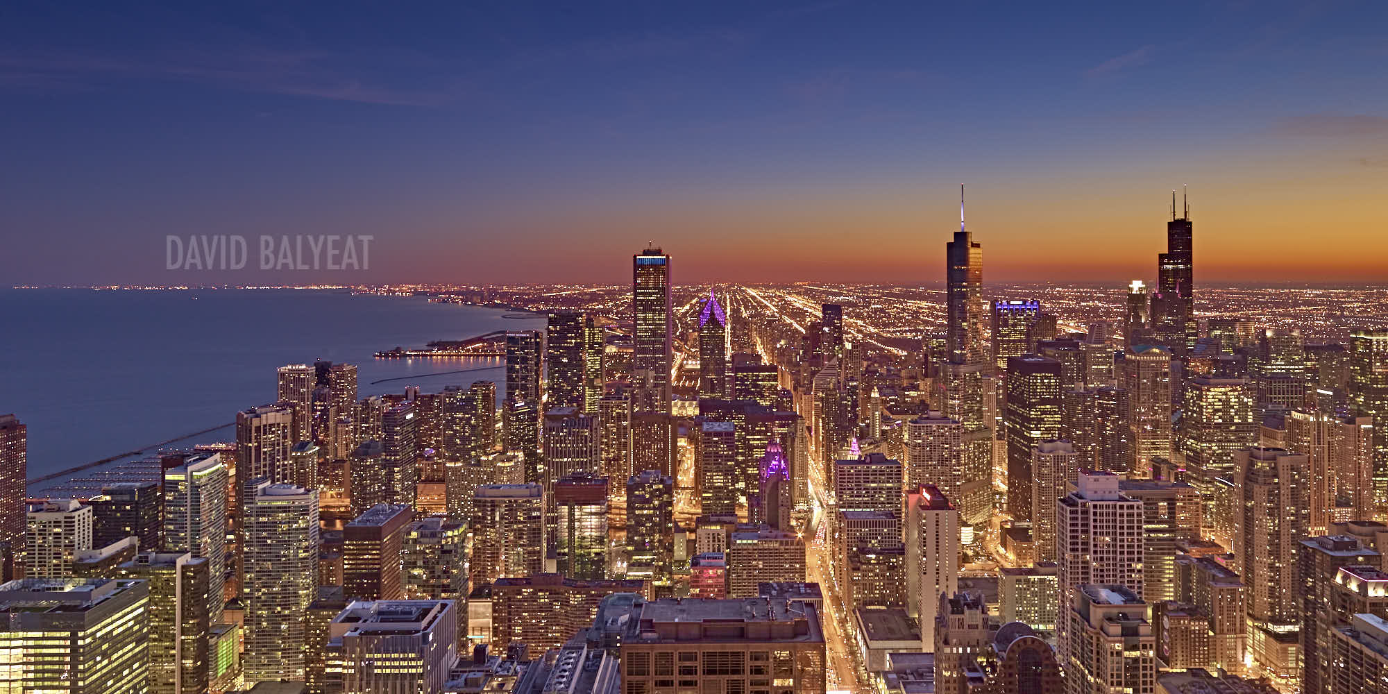 Chicago skyline lake Michigan sunset Willis Sears Trump Tower high-defintion HD professional landscape photography