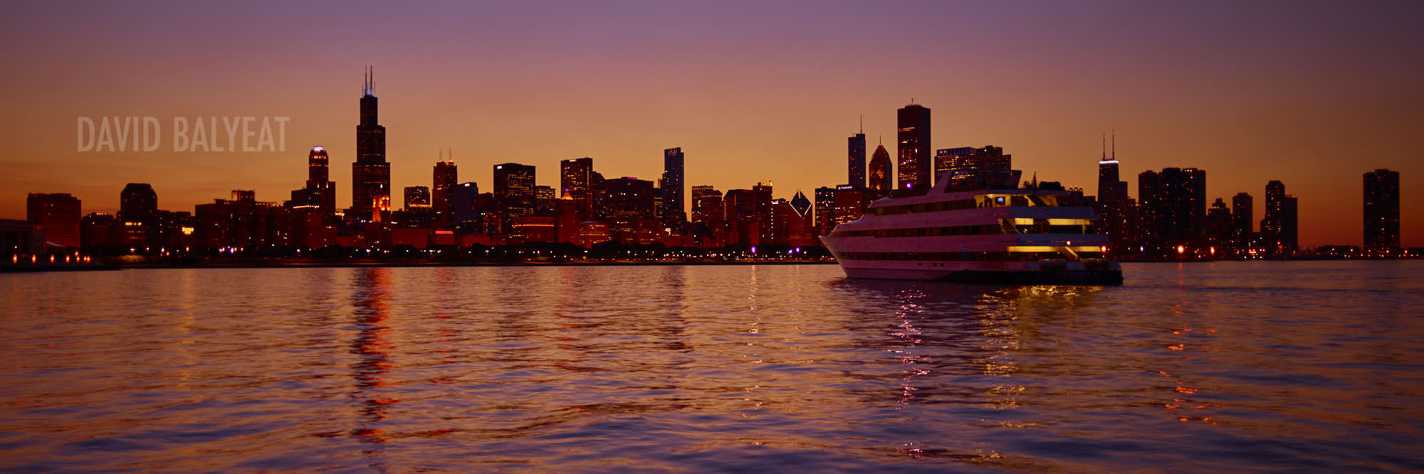 Chicago sunset yacht skyline Lake Michigan high-definition HD professional landscape photography