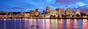 Portland Oregon skyline panoramic Willamette River reflections high-definition HD professional landscape photography