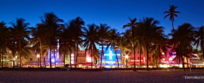 South Beach Palm Trees line Ocean Drive panoramic Miami high-definition HD professional landscape photography