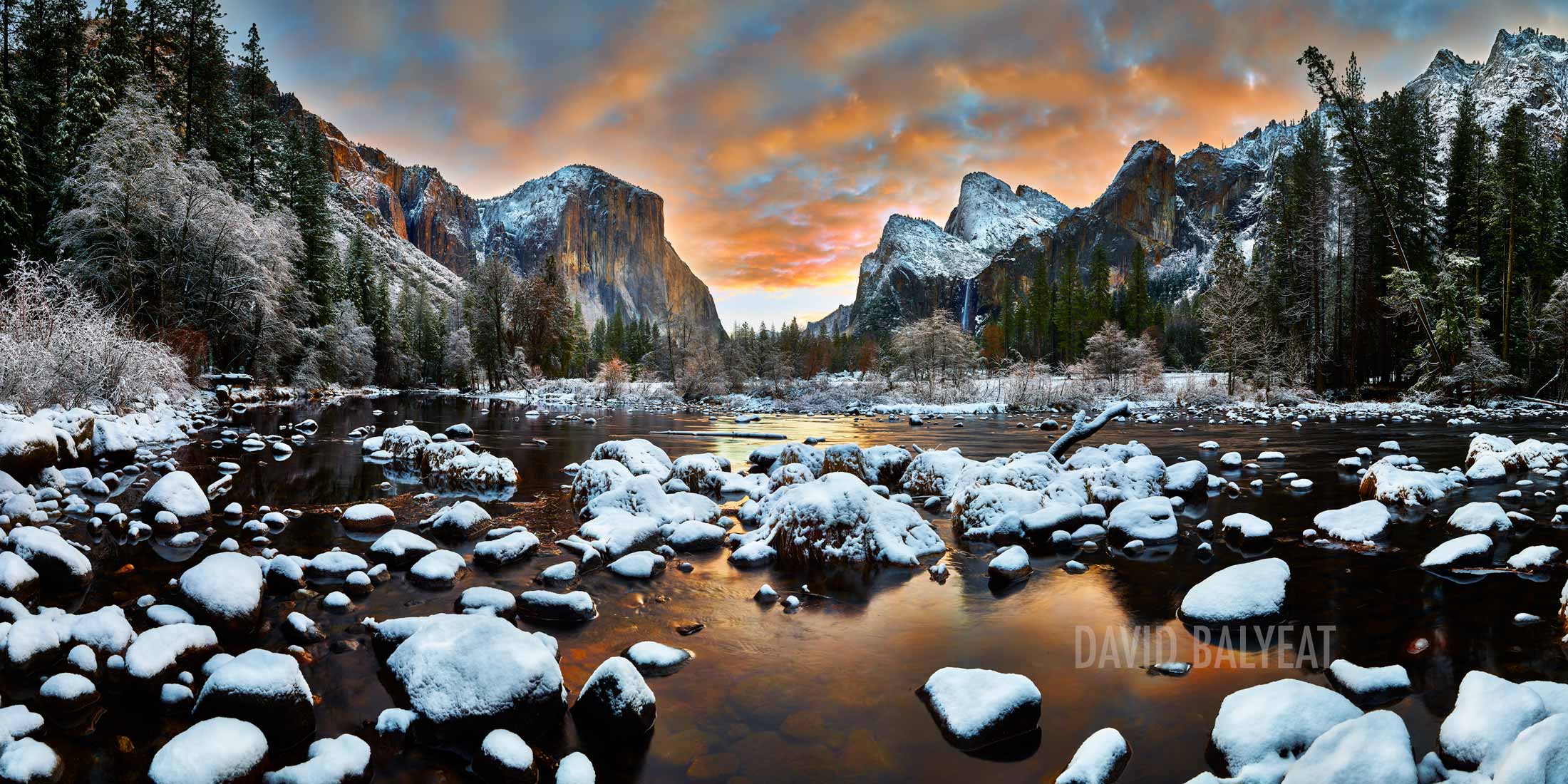 Yosemite National Park ValleyView sunrise snow high-definition HD professional landscape photography
